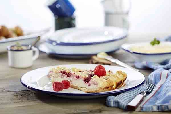 podnos Enamelware priem. 26cm, výška 2cm smalt biely