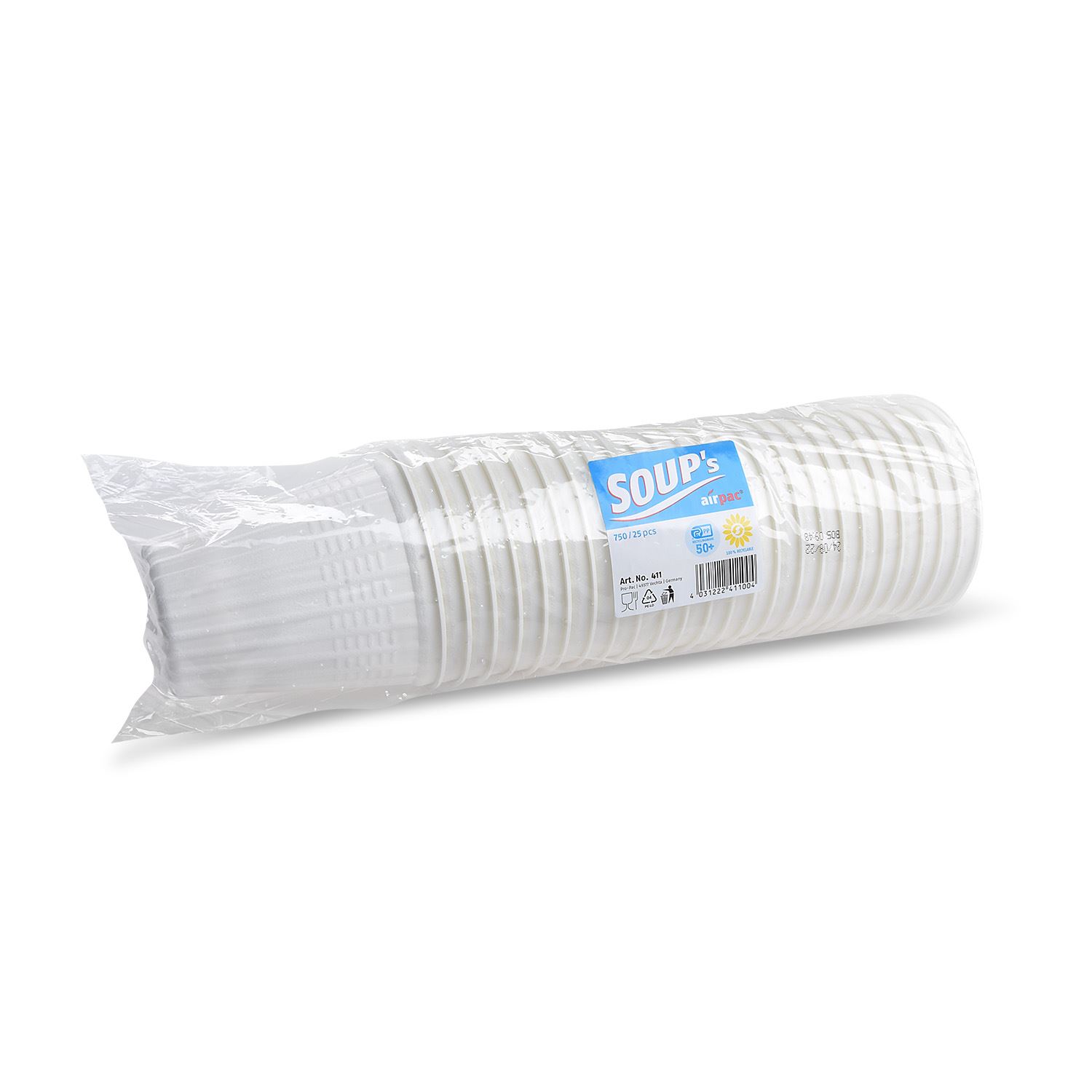 Termo miska "airpac", guľatá, biela, (XPP), 750 ml, priemer 11,5 cm / 25 ks