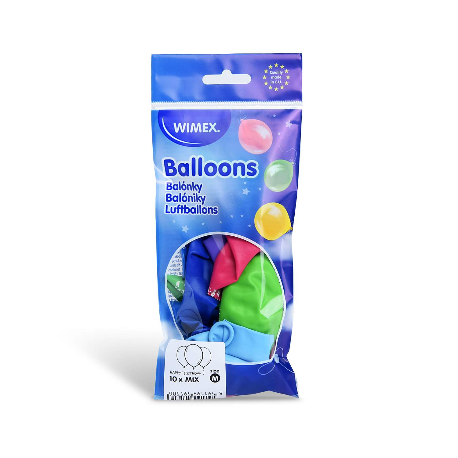 balóniky nafukovacie M 10ks HAPPY BIRTHDAY mix farebné
