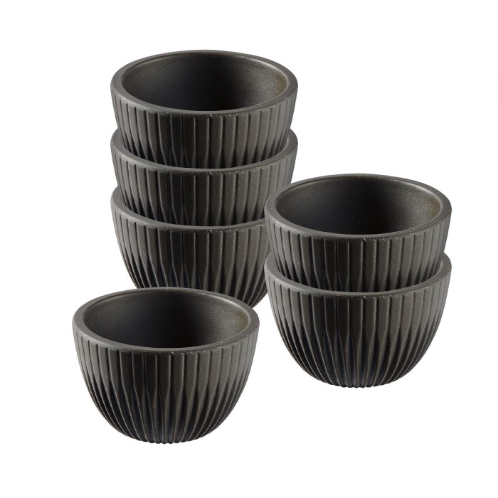 Melamínová sada misiek na dip LINEO 6x6cm, výška 3,5 cm, 6ks, čierna