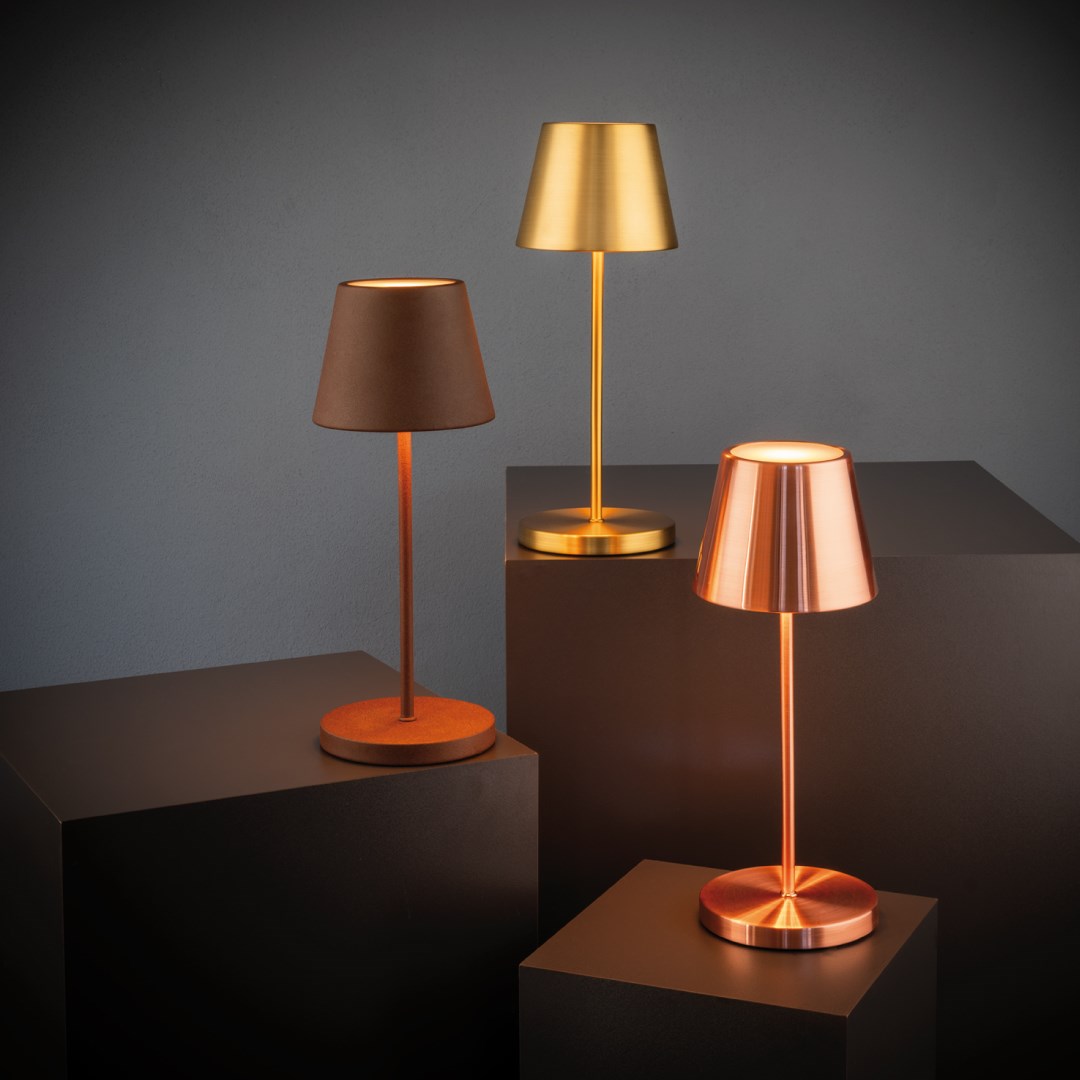 Stolová lampa MERLE meď, výška 30,5 cm