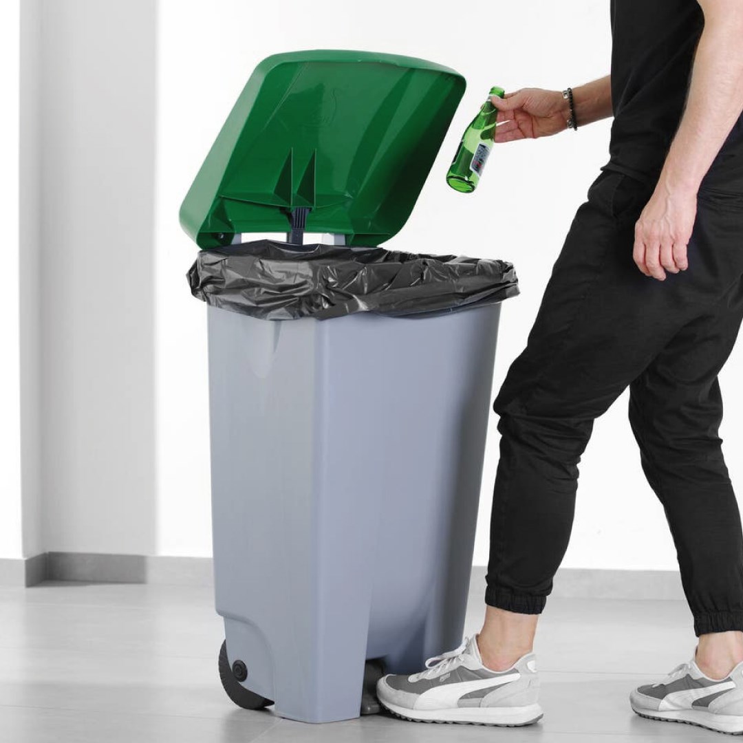 Nádoba na odpadky 120 l, s pedálom, svete šedá (bez veka)