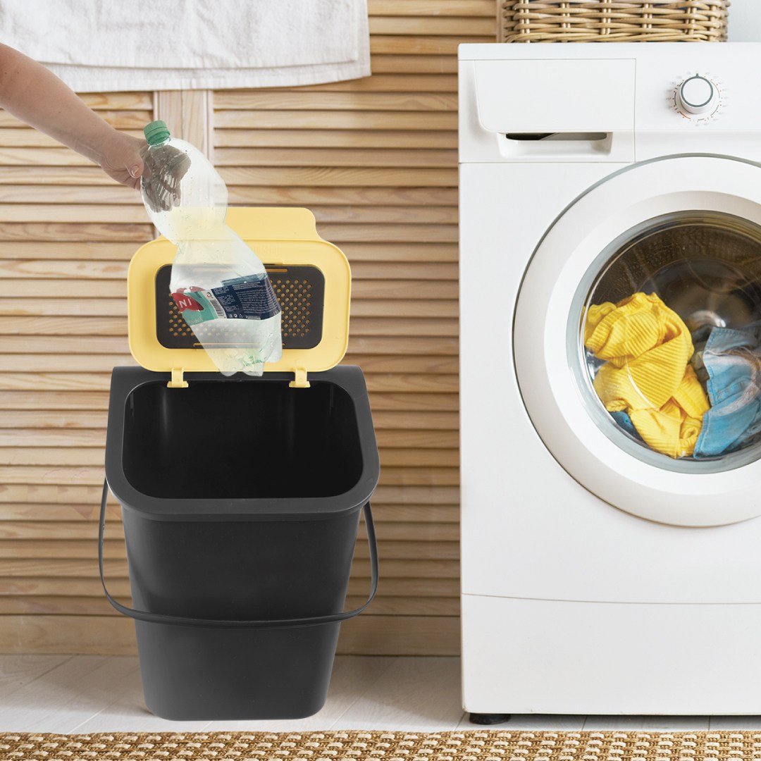 kôš na triedenie odpadu 25l, 37.5x25x38, plast čierny/žltý