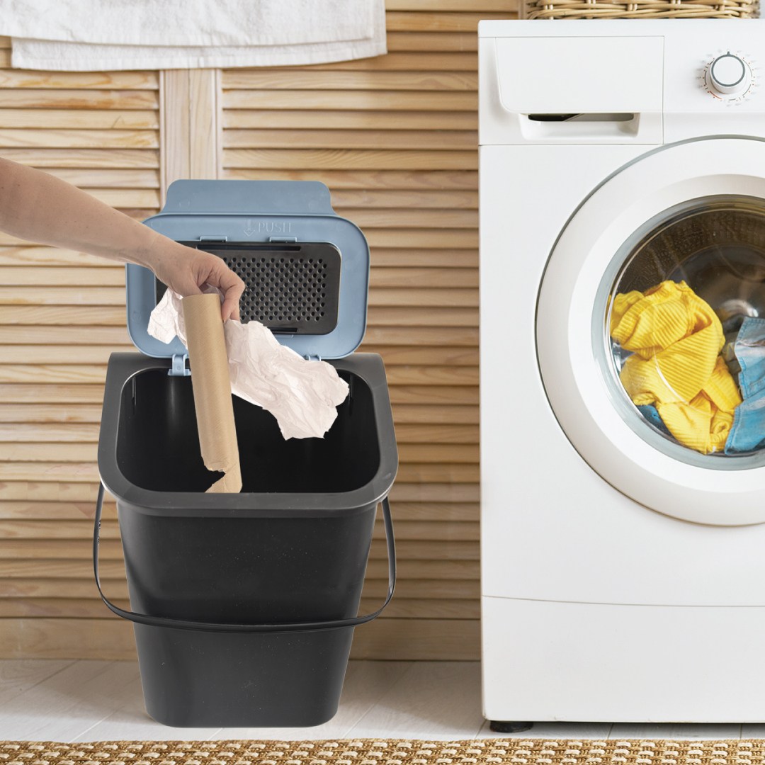 kôš na triedenie odpadu 25l, 37.5x25x38, plast čierny/modrý