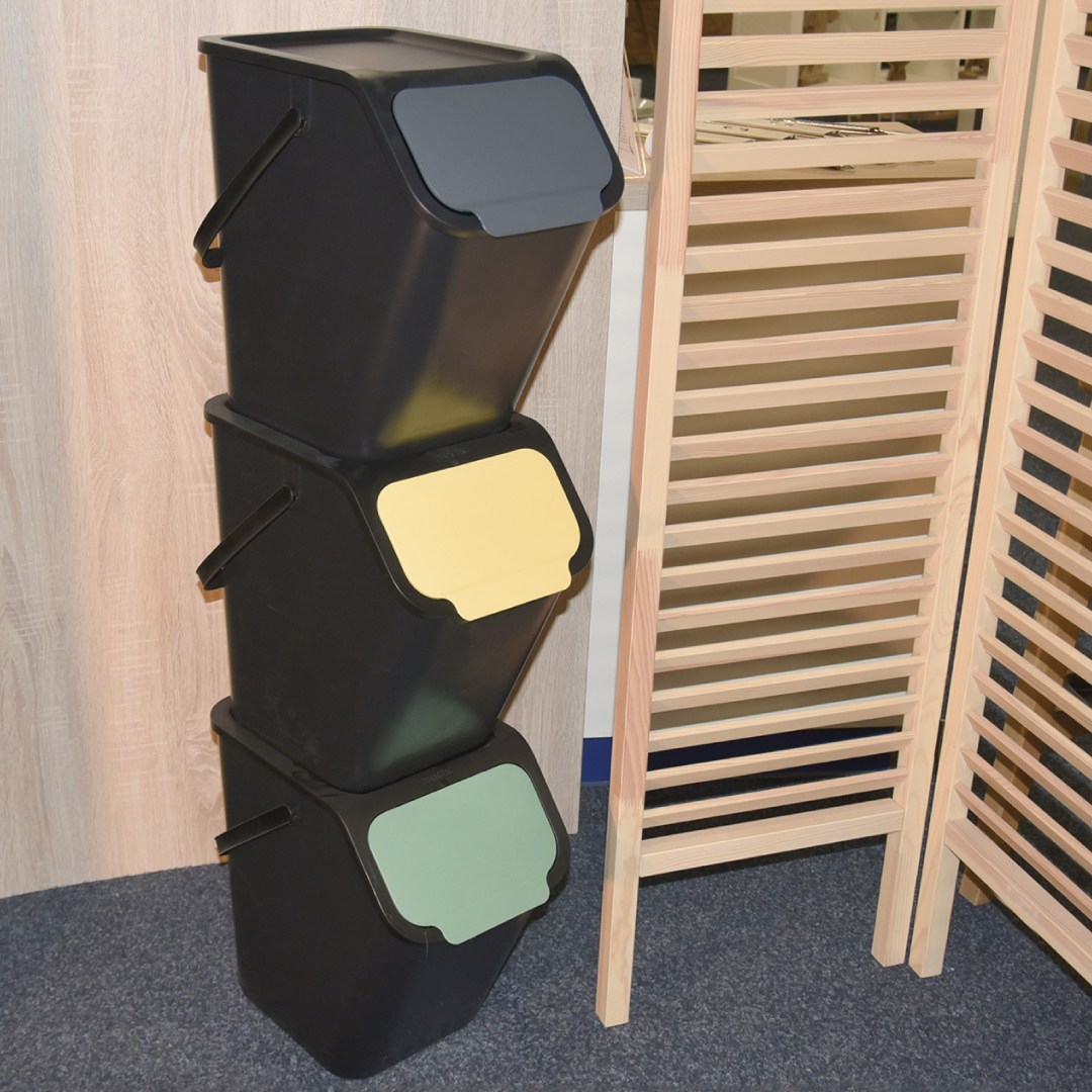 kôš na triedenie odpadu 25l, 37.5x25x38, plast čierny/sivý