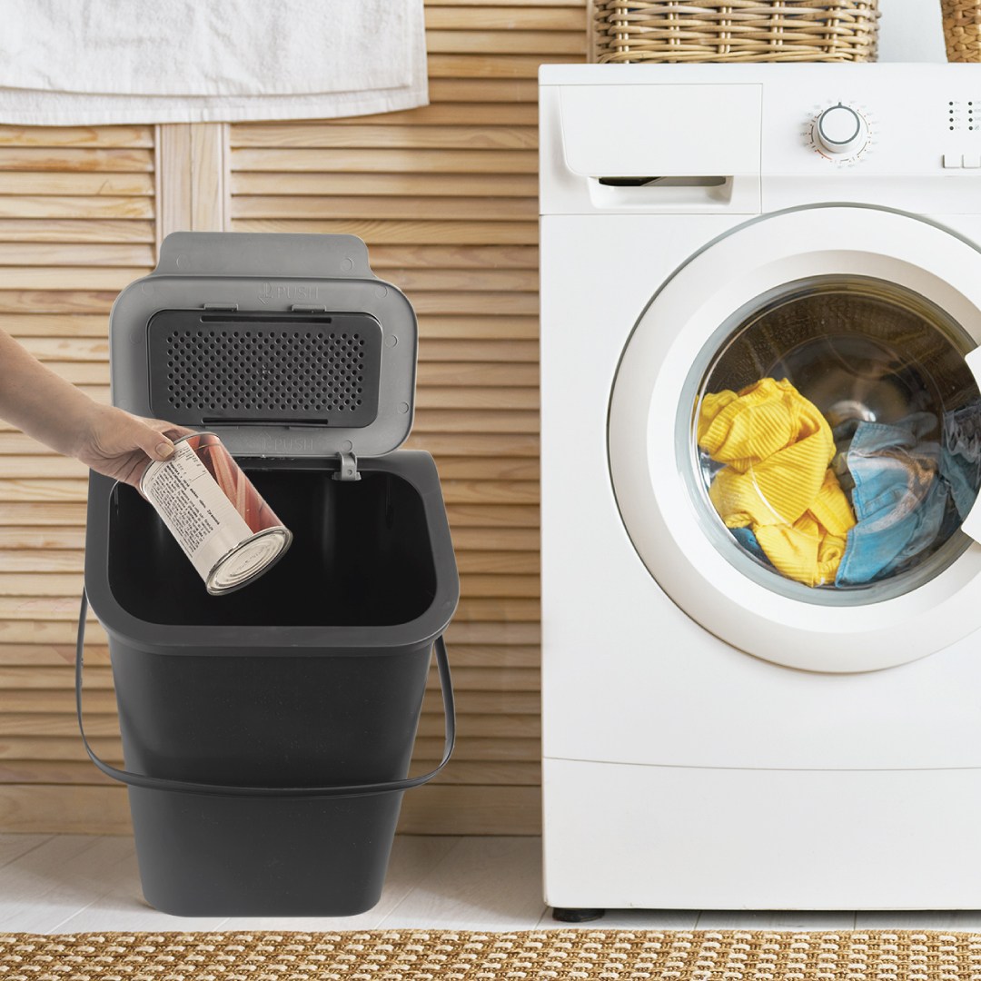 kôš na triedenie odpadu 25l, 37.5x25x38, plast čierny/sivý
