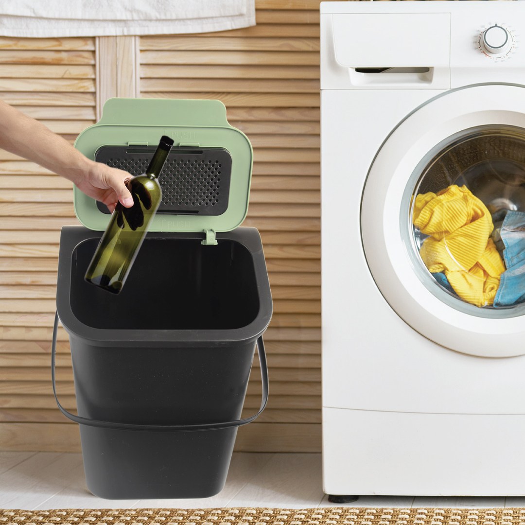 kôš na triedenie odpadu 25l, 37.5x25x38, plast čierny/zelený