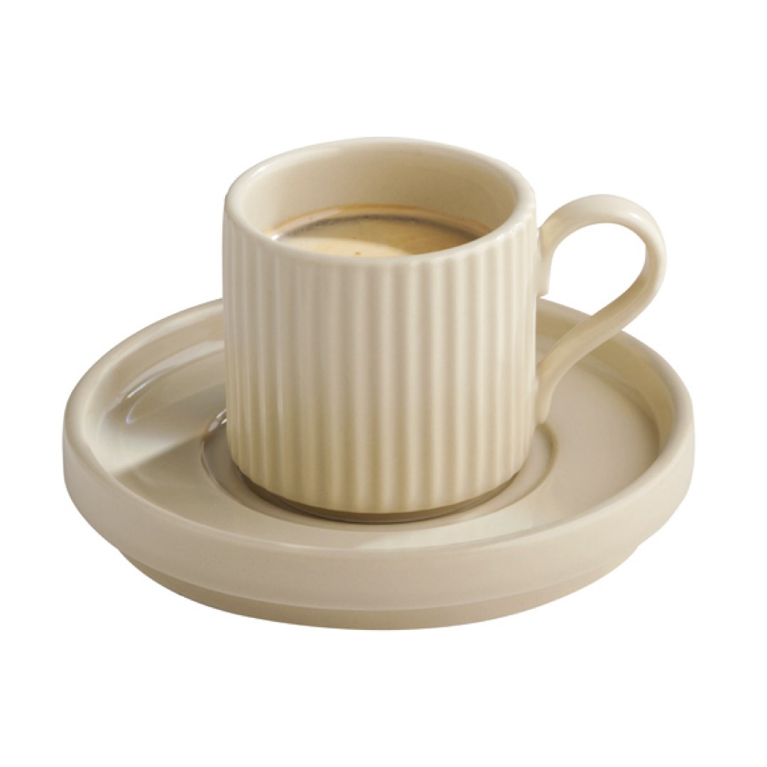 Šálka THE GRID, porcelán, béžová pr. 6 cm, v. 6 cm, 80 ml