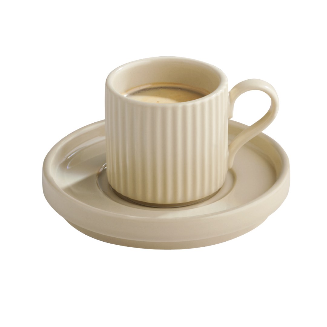 Podšálka THE GRID, porcelán, béžová pr. 12,5 cm, v. 2 cm