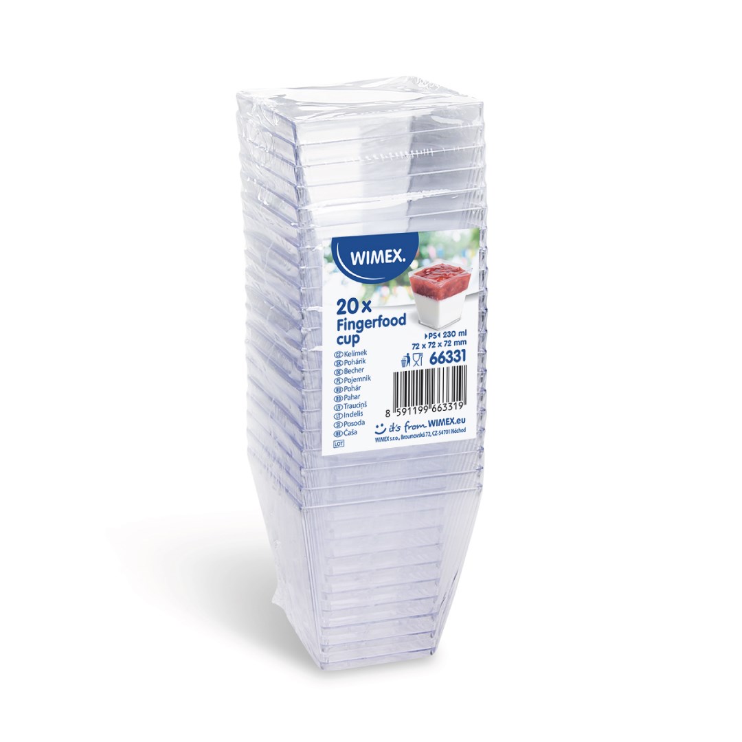 Hranatý kelímok Finger, food číry 230ml/20ks