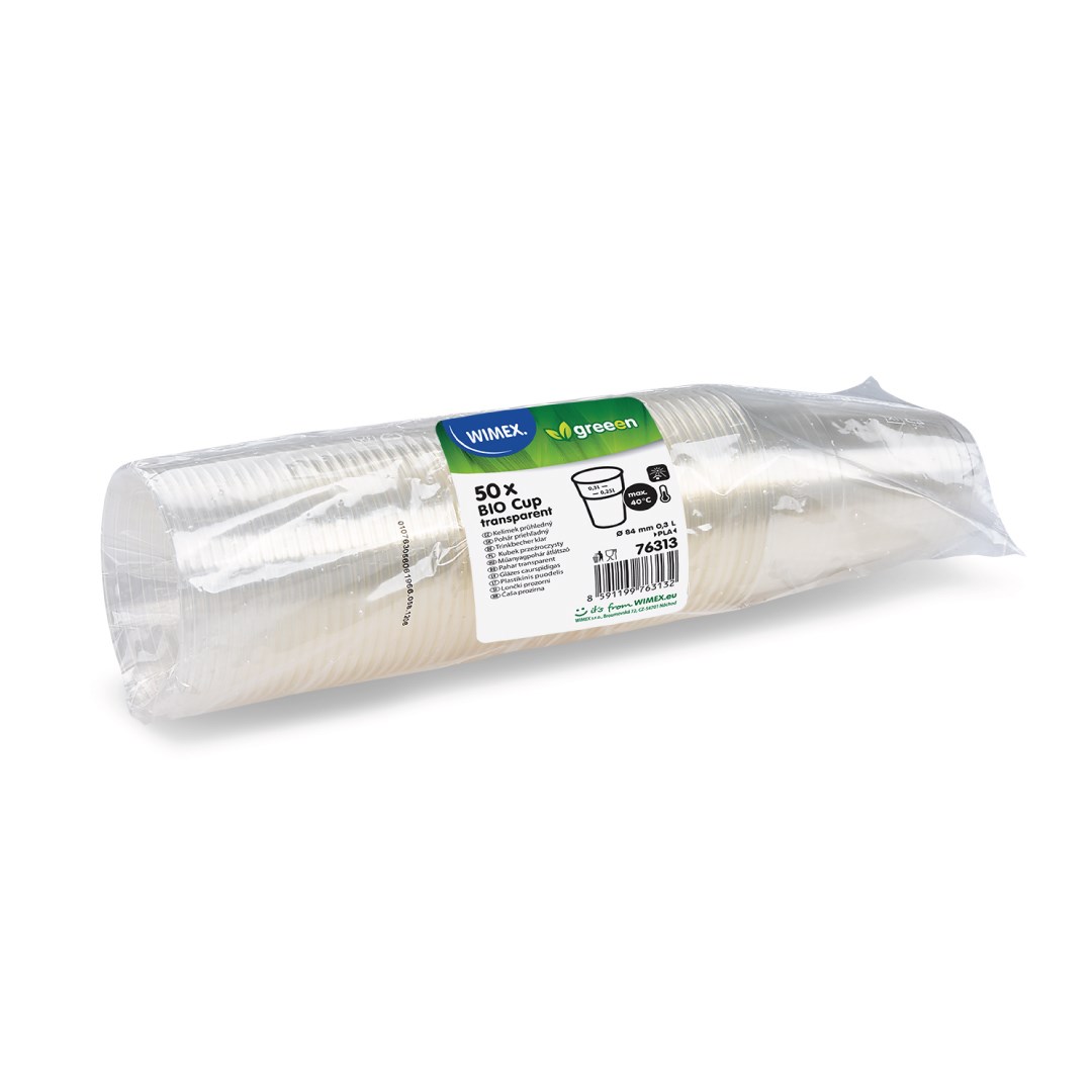 Téglik BIO, priehľadný (PLA) 0,3 l / 50 ks