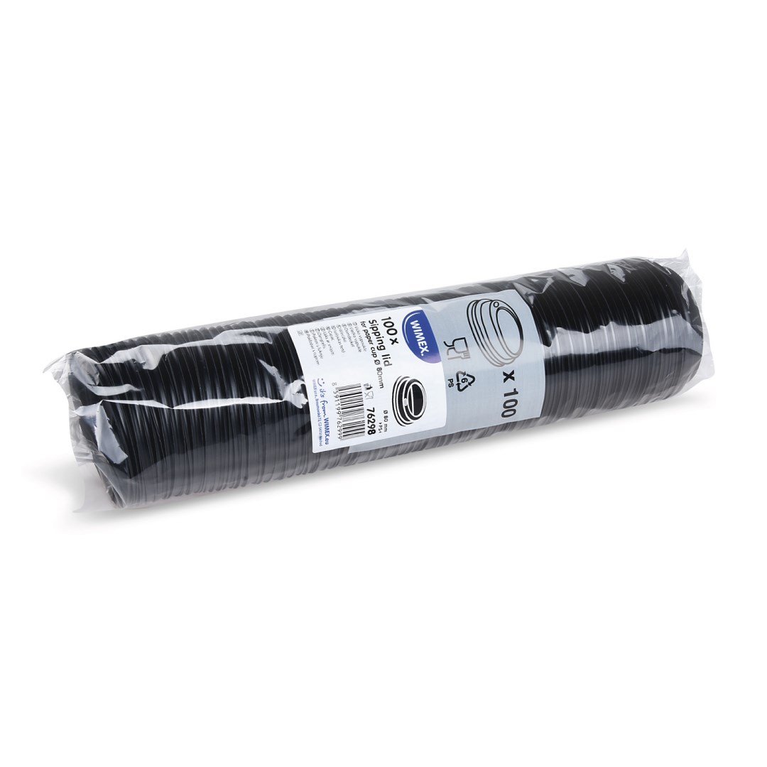 viečko vypuklé čierne pre papierové tégliky priem 80mm 100ks (PS)