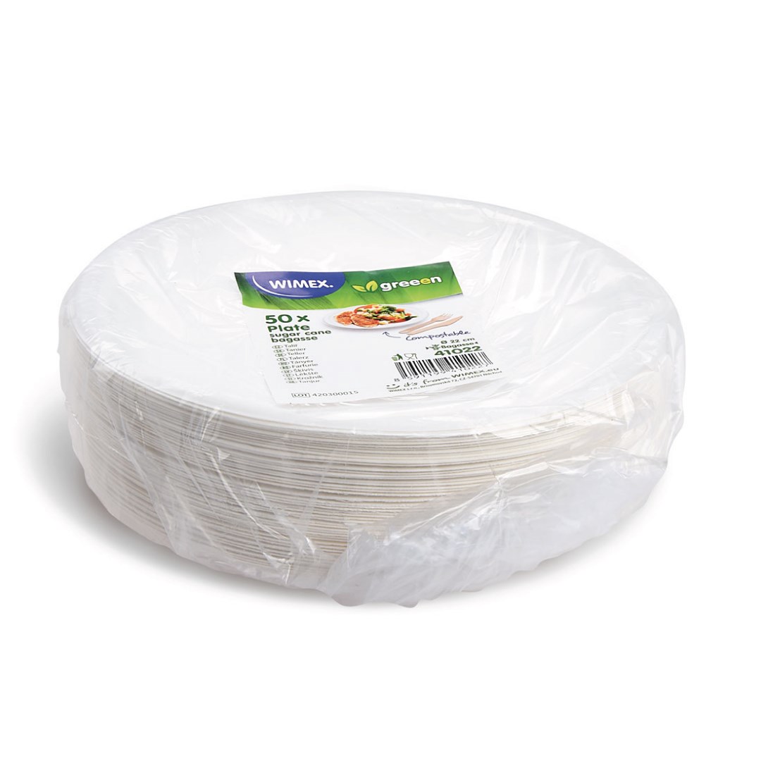 tanier okrúhly BIO cukrová trstina O 22 cm 50 ks