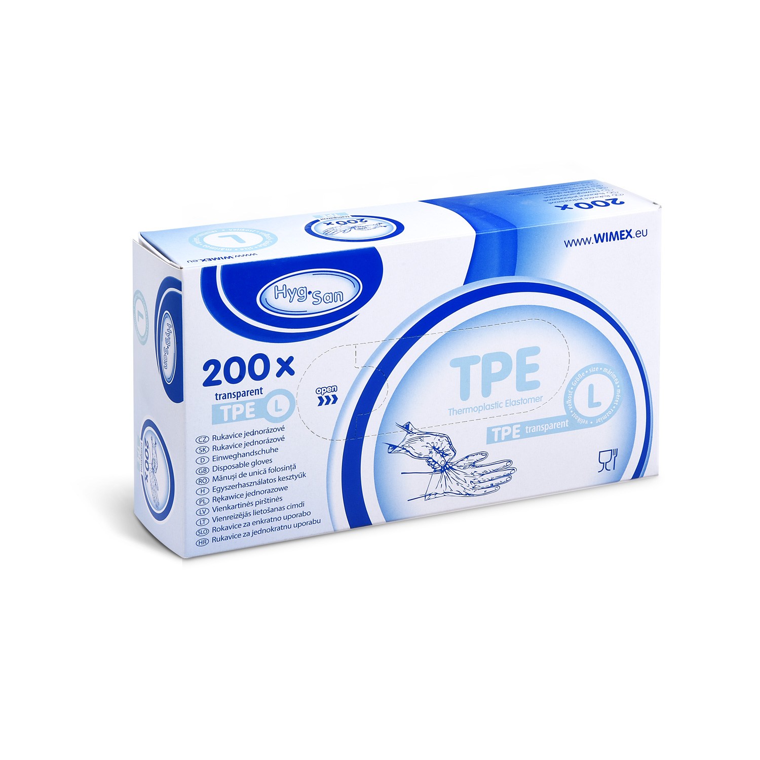 rukavice jednoraz. L 200ks TPE
