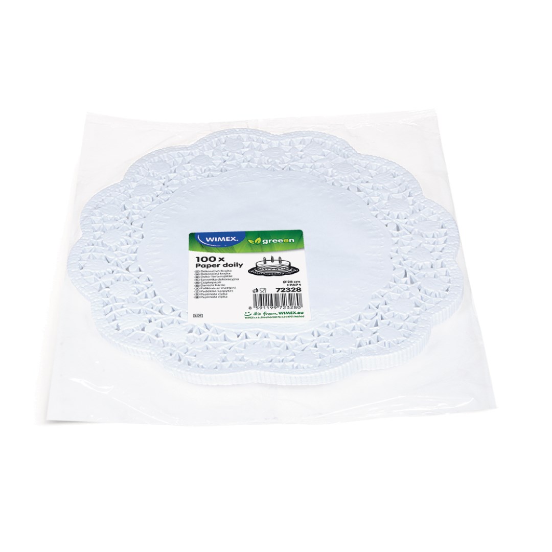 čipky dekoratívne 28 cm 100 ks / okrúhle, biele