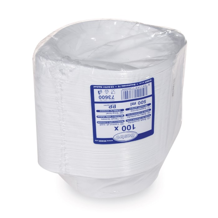 Miska na polievku biela, 500 ml, 100 ks, (PP)